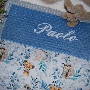 Savannah animal baby blanket, personalized baby blanket, embroidered baby blanket, personalized birth gift, baby blanket