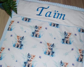 Forest animals baby blanket, personalized baby blanket, embroidered baby blanket, personalized birth gift, baby blanket