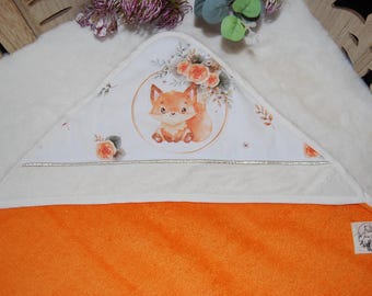 Personalized baby bath cape – Hooded bath towel – Cotton terry baby towel – Original handmade birth gift