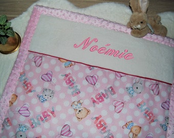 Teddy bear baby blanket, personalized baby blanket, embroidered baby blanket, personalized birth gift, baby blanket