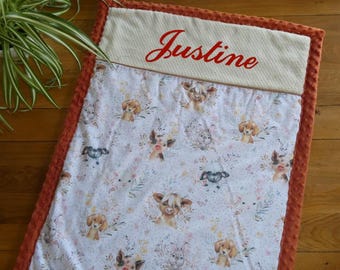 Farm animal baby blanket, personalized baby blanket, embroidered baby blanket, personalized birth gift, baby blanket