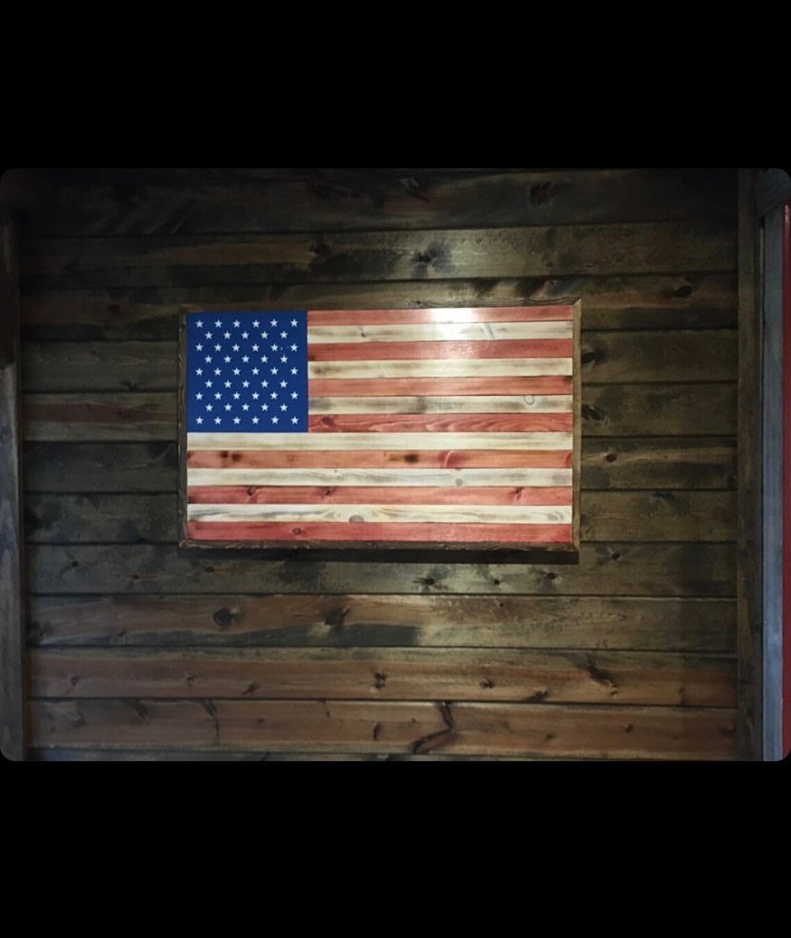 Rustic Wood American Flag Wall Mounted Wood American Flag Etsy