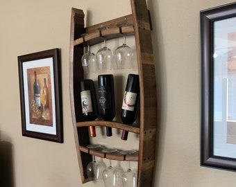 Rustic Wine Rack, Wood Wine Rack, Wall Mounted Wine Glass Holder, Rustic Wine Rack, Hanging Stemware Glass Holder