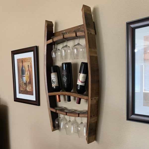 Rustic Wine Rack, Wood Wine Rack, Wall Mounted Wine Glass Holder, Rustic Wine Rack, Hanging Stemware Glass Holder