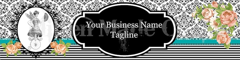 Etsy Banner /& Icon Template INSTANT DOWNLOAD Editable DIY premade business branding set Victorian Steampunk teal black