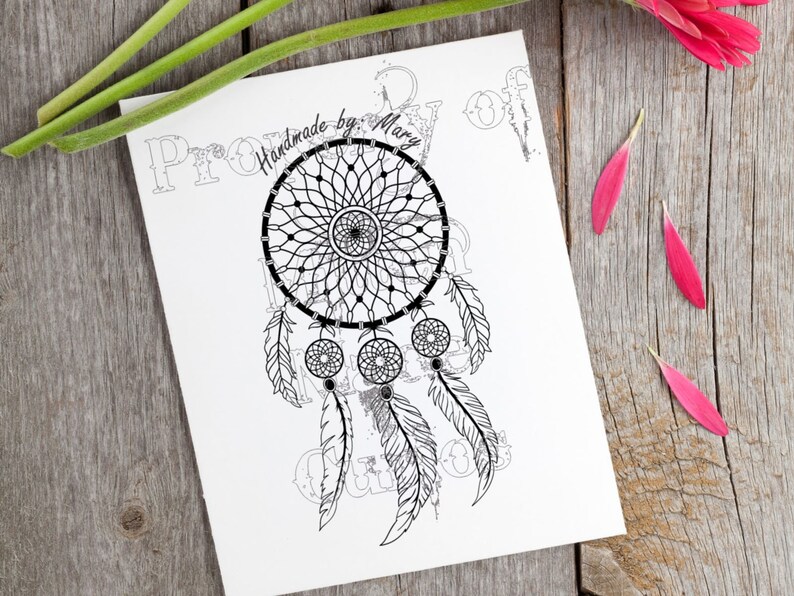 Boho Dream Catcher Handmade by Personalized Rubber Stampcustom made stampstamp for back of cardsscrapbookingbusiness product stamp