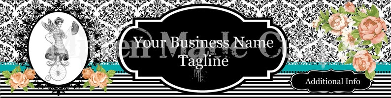 Etsy Banner /& Icon Template INSTANT DOWNLOAD Editable DIY premade business branding set Victorian Steampunk teal black