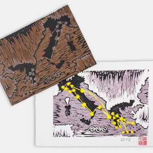Allegras Routen mit Gianni - Monotype - INNER GODS Linolschnitt