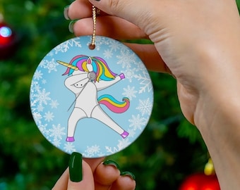 Fencing Unicorn Christmas Tree Ornament for Fencers.