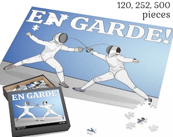 Fencing Jigsaw Puzzle - Unique gift for fencer (120, 252, 500-Piece). Perfect Birthday or Christmas present for epee, foil or sabre lovers