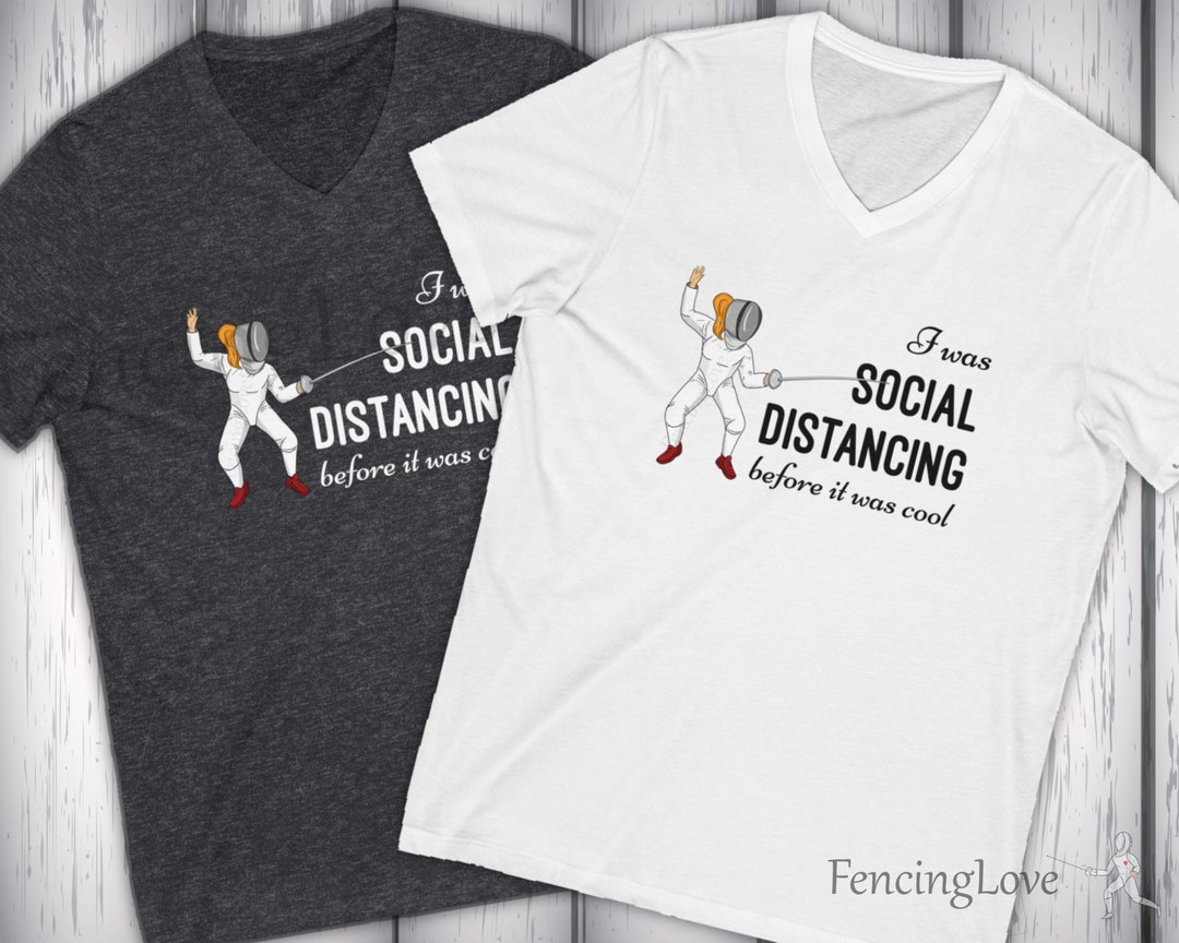 Fencing Social Distancing V-neck T-shirt Premium Soft Jersey - Etsy