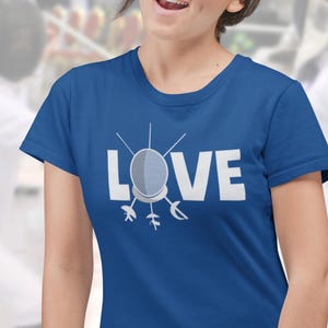 Love fencing t-shirt for fencers. Mask with epee, foil and sabre fencing swords perfect gift for men and women who love sport.