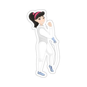 Foil fencer girl sticker - Perfect fencing cartoon decoration for fencing girls and women laptop or notepad