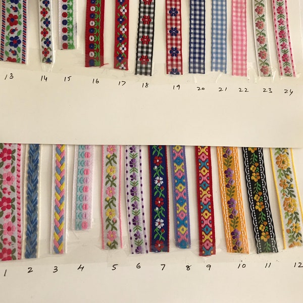 Embroidered Trims in a variety of patterns 2 yard cuts