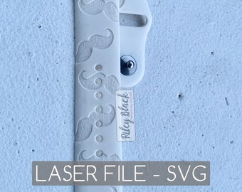 DIGITAL DOWNLOAD Hand-drawn Mustache Watchband File, svg, Watch Band Design, Laser Engrave, Funny