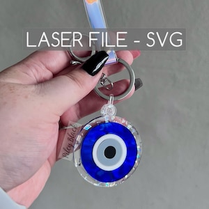 DIGITAL DOWNLOAD Layered Evil Eye Symbol Keychain svg, Digital Cut File, Spiritual Keychain, Evil Eye Charm, Lucky Eye, Scrap Buster
