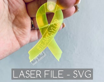 DIGITAL DOWNLOAD Hand-drawn Cancer Ribbon Keychain svg, Digital Cut File, Cancer Awareness