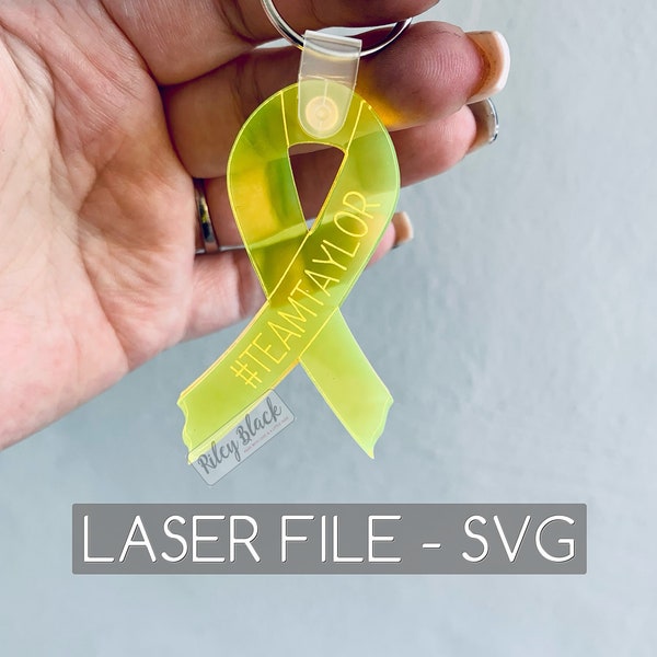 DIGITAL DOWNLOAD Hand-drawn Cancer Ribbon Keychain svg, Digital Cut File, Cancer Awareness