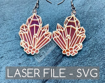 DIGITAL DOWNLOAD Hand-drawn Crystal Cluster Earrings svg, Digital Cut File, Metaphysical, Geometric, Spiritual, Gemstone