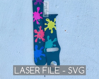 DIGITAL DOWNLOAD Hand-drawn Paint Splatter Watchband File, svg, Watch Band Design, Laser Engrave, Colorful, Paint, Splat