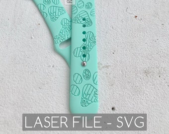 DIGITAL DOWNLOAD Hand-drawn &quot;Martin&quot; Dog Bone Paw Design Watchband File, svg, Watch Band Design, Laser Engraved, Unique
