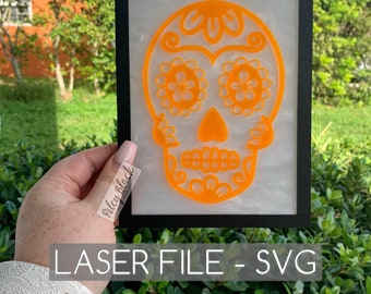 DIGITAL DOWNLOAD Sugar Skull Sign with frame svg, Digital Design, Halloween, Day of the Dead