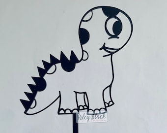 DIGITAL DOWNLOAD Hand-Drawn Dinosaur Cake Topper svg, Digital Design, Birthday Boy Girl, Glowforge tested
