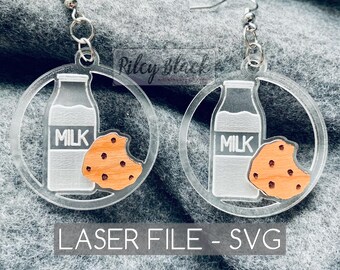 DIGITAL DOWNLOAD Milk and Cookies Earrings svg, Bundle - 4 designs, Hand Drawn, Santa, Christmas