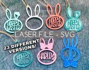 DIGITAL DOWNLOAD Hand-drawn Easter Basket Tag LARGE Bundle svg, 23 versions Digital Cut File, Rabbit, Bunny, Bunnies, Happy Easter, Gift Tag