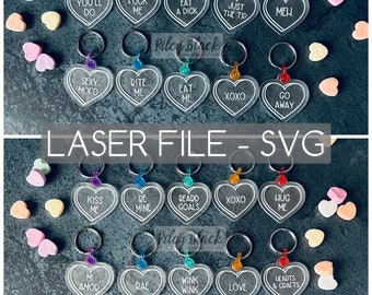DIGITAL DOWNLOAD Conversation Heart Keychain svg Bundle, Valentine's Day, Good for using up scraps, 10 Different Sayings