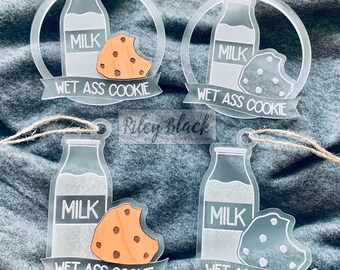 DIGITAL DOWNLOAD Milk and cookies ornament svg, Bundle - 4 designs, Hand Drawn, Santa, Christmas, Wet Ass Cookie, Funny Ornament