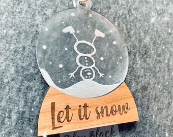 DIGITAL DOWNLOAD Hand-drawn "Let it snow" Snowman Snow Globe Ornament svg, Digital Cut File, Christmas, Winter, Holidays, Festive