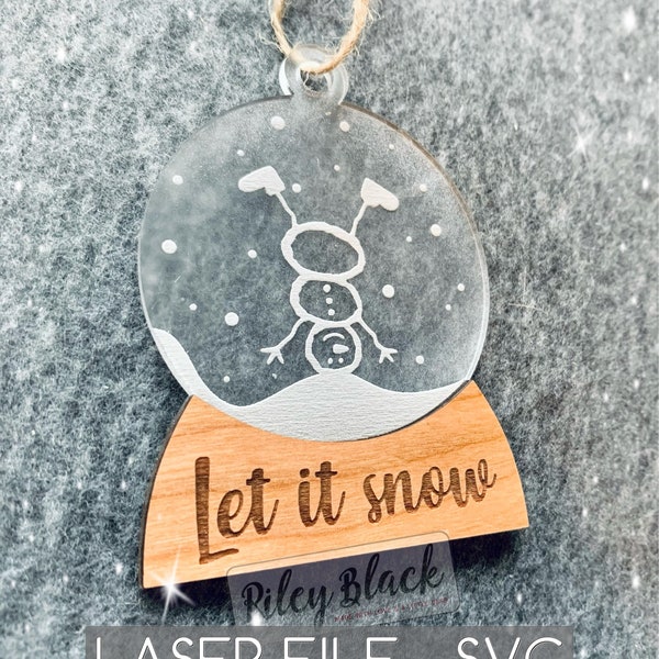 DIGITAL DOWNLOAD Hand-drawn "Let it snow" Snowman Snow Globe Ornament svg, Digital Cut File, Christmas, Winter, Holidays, Festive