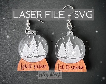 DIGITAL DOWNLOAD Hand-drawn Snow Globe Earrings Christmas Trees svg, Digital Cut File, Christmas, Winter, Holidays, Festive, Let It Snow,