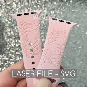 DIGITAL DOWNLOAD Hand-drawn Lotus Watchband File, svg, Watch Band Design, Laser Engraved, Unique, Flower