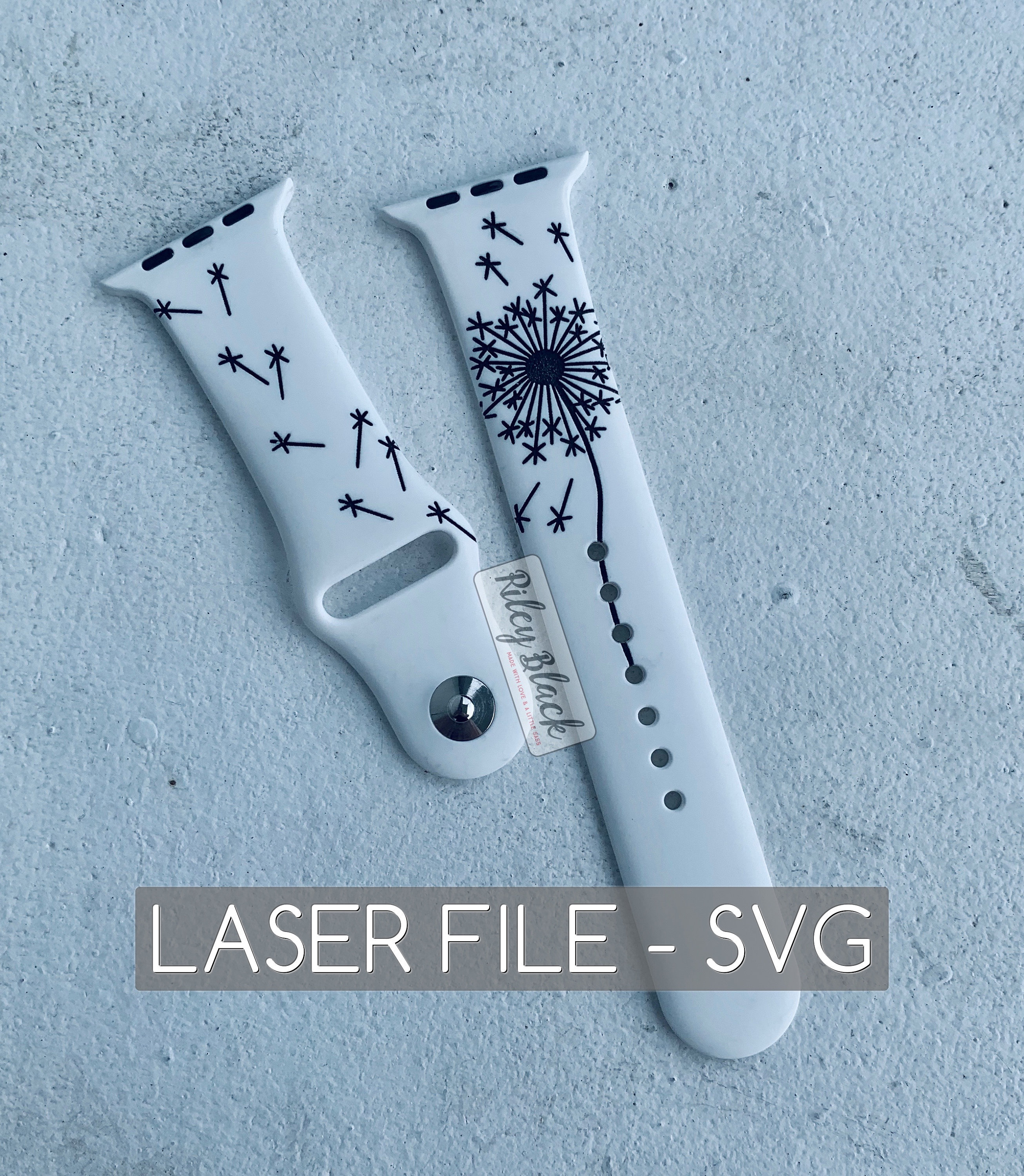 DIGITAL DOWNLOAD Hand-drawn Dandelion Watchband File, svg, Watch Band Design, Laser Engraved, Dandelion, Unique