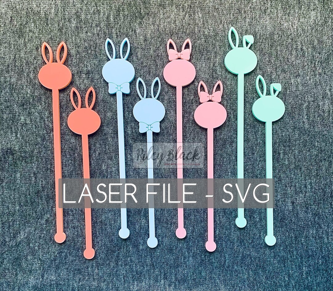 DIGITAL DOWNLOAD Easter Drink Stirrers Svg, Two Sizes, Rabbit, Bunny