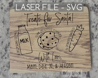 DIGITAL DOWNLOAD Treats for Santa tray svg, Milk and Cookies for Santa, Dear Santa trays, Gifts for Santa