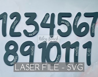 DIGITAL DOWNLOAD Simple Numbers Milestone File, Boy Milestone, svg Digital Cut File, Modern, Baby Boy, Baby Girl, Monthly Milestone Set