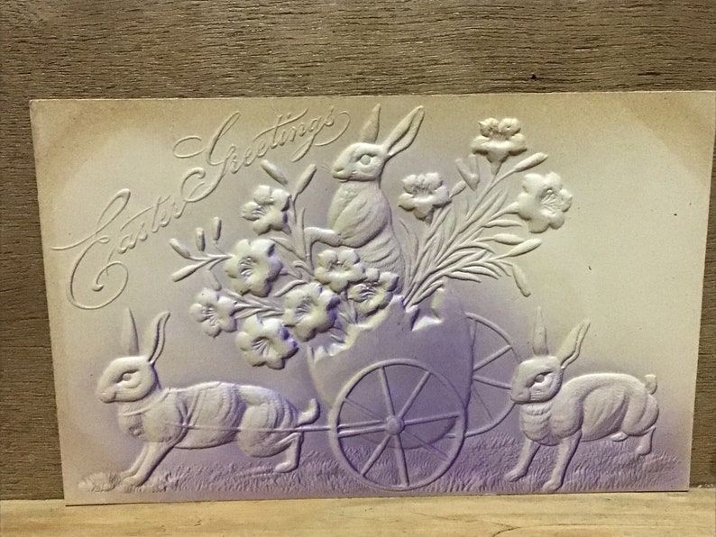 5 Antique Easter postcards..VG condition..early 1900\u2019s..Airbrush style..embossed..Easter bunny..