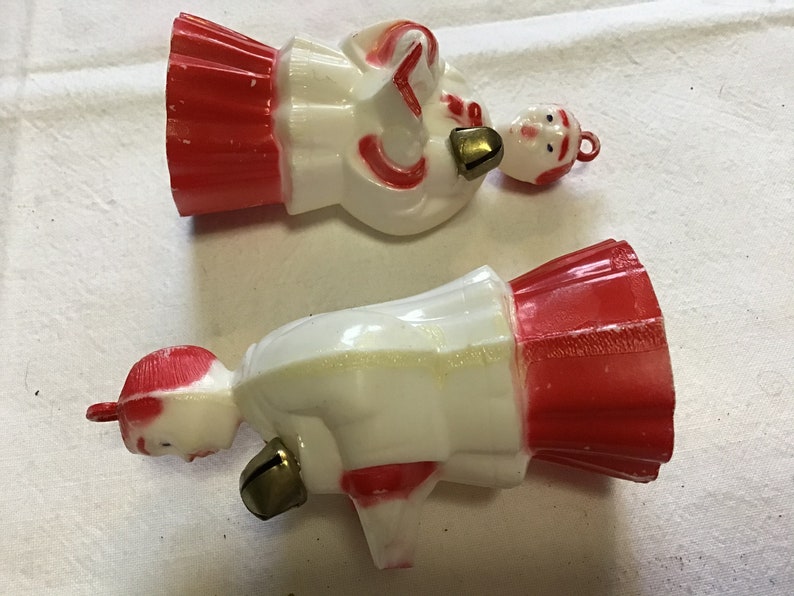 Pair of CHOIR BOY ORNAMENTS great condition each has a jingle bell and hanging loop 1950\u2019s 3\u201d tall