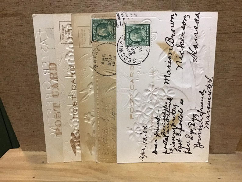 5 Antique Easter postcards..VG condition..early 1900\u2019s..Airbrush style..embossed..Easter bunny..