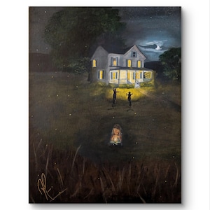 Catching Fireflies Print, art print, fine art print, summer nights art, firefly art, summer art, summer decor, farmhouse decor, country art