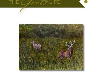 Deer print, fine art print, the Gratz Life, reindeer art, meadow print, buck print