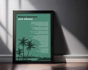 Banana Pancakes Lyric Poster - Jack Johnson