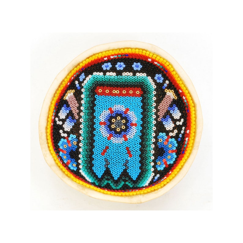 Huichol Native Beaded Bowl Shaman's Drum & Peyote In Etsy