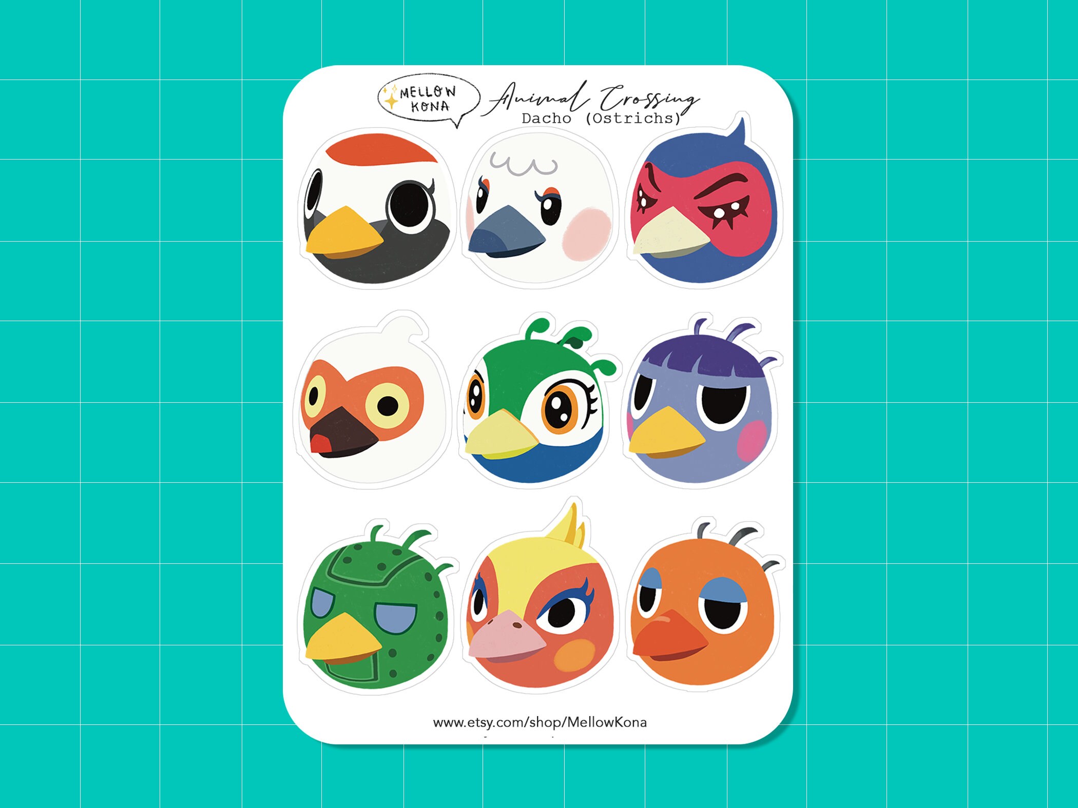 Ostrich Animal Crossing Sticker Sheet Animal Crossing Dacho Etsy