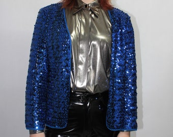 blue sparkly jacket