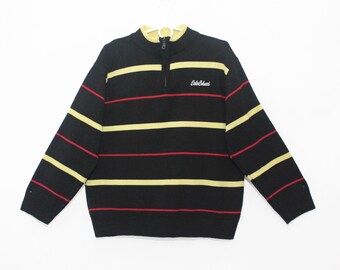 Vintage 90s Striped Knit Cosby Preppy Cotton Sweater Jumper Pullover size L