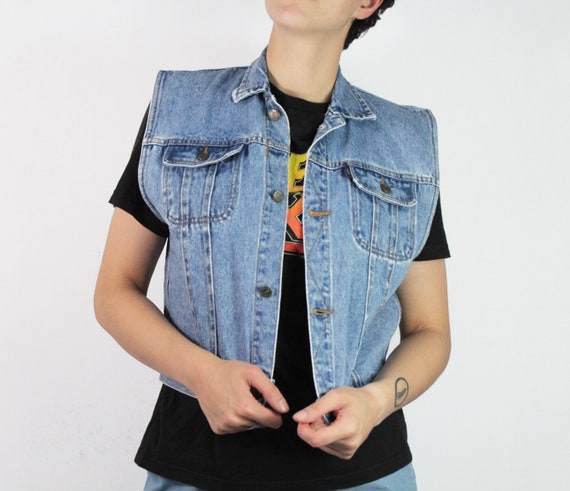 Blue Denim Vest Waistcoat Sleeveless 